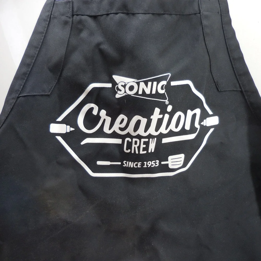 Sonic Drive-In Creation Crew Employee Uniform Apron Black Adjustable Bib Strap